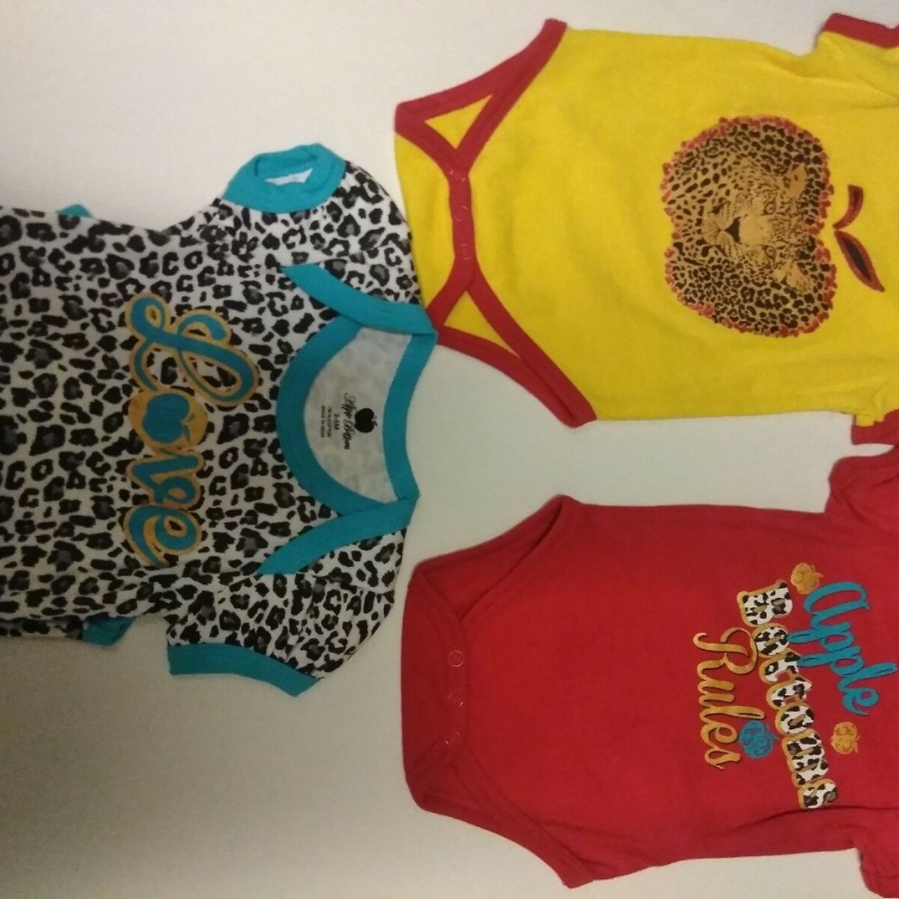Apple Bottoms Toddler Girls One Piece Set of 3 - Picture 2 of 8